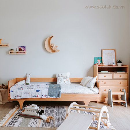 Giường đơn màu dầu gỗ dẻ gai
